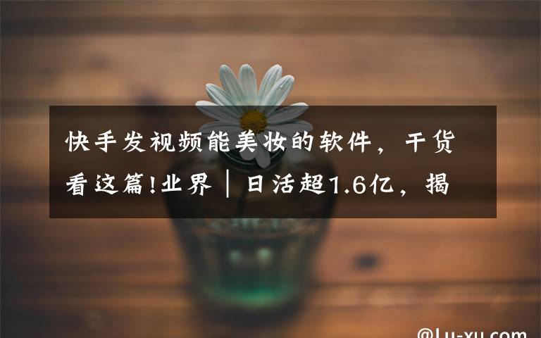 快手发视频能美妆的软件，干货看这篇!业界｜日活超1.6亿，揭秘快手背后的 AI 技术