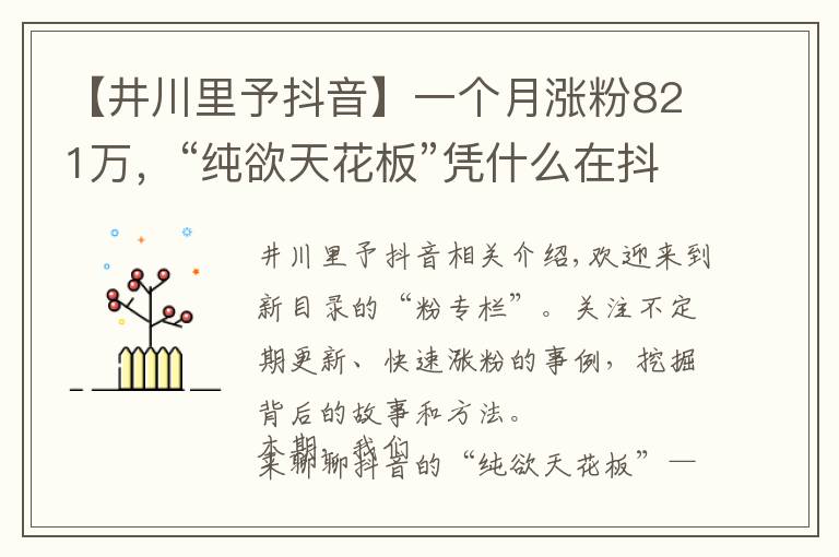【井川里予抖音】一个月涨粉821万，“纯欲天花板”凭什么在抖音爆红？