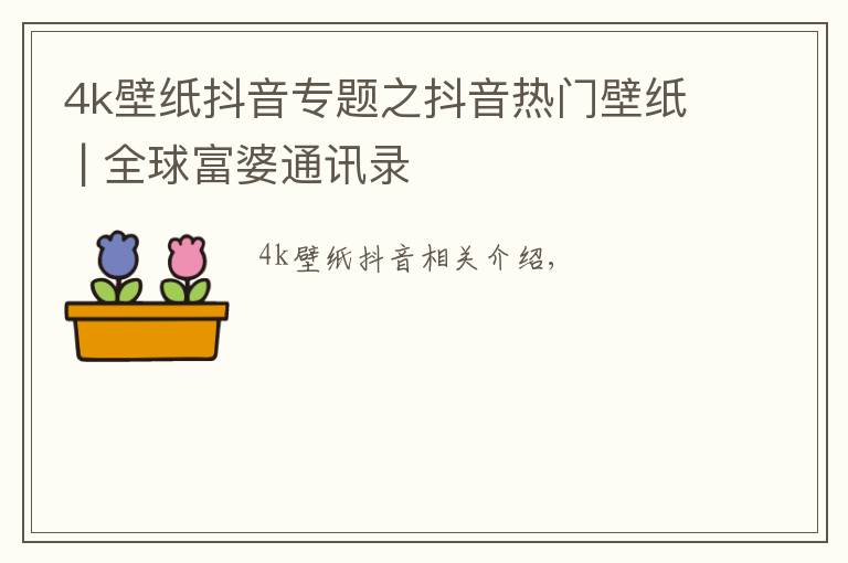 4k壁纸抖音专题之抖音热门壁纸 | 全球富婆通讯录