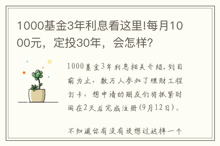 1000基金3年利息看这里!每月1000元，定投30年，会怎样？