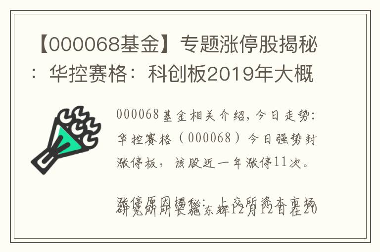 【000068基金】专题涨停股揭秘：华控赛格：科创板2019年大概率推出 华控赛格封涨停