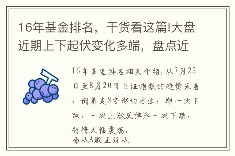 16年基金排名，干货看这篇!大盘近期上下起伏变化多端，盘点近一月净值增长最大的十五只基金
