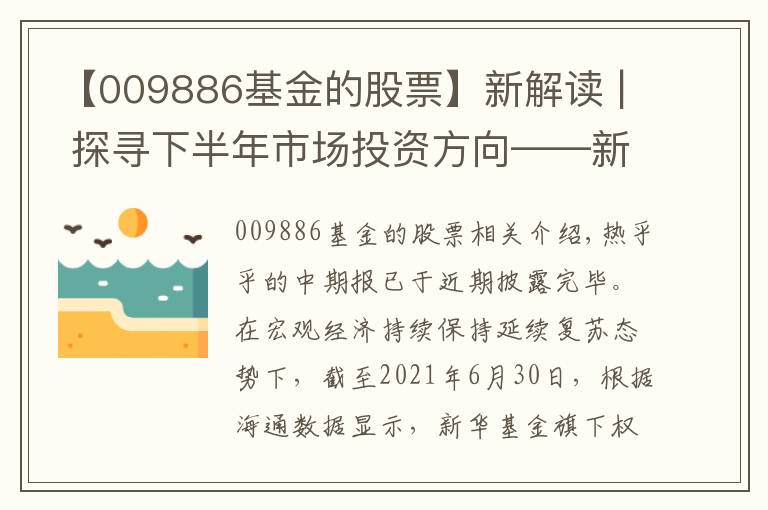 【009886基金的股票】新解读 | 探寻下半年市场投资方向——新华基金中期报解读
