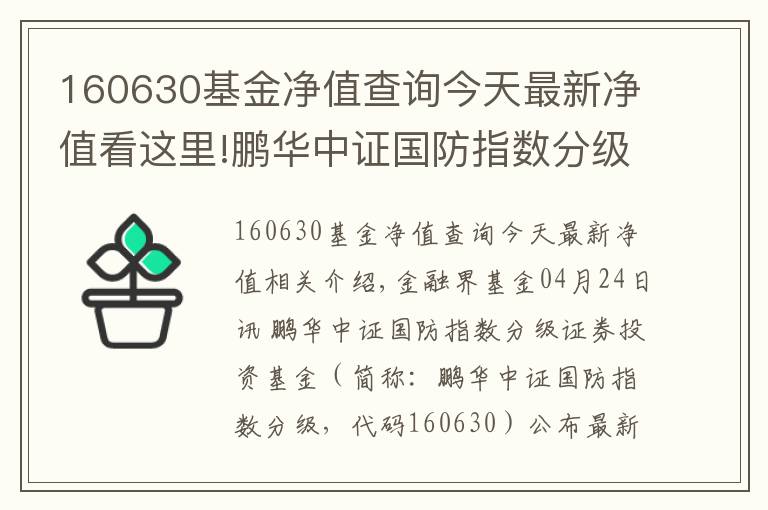 160630基金净值查询今天最新净值看这里!鹏华中证国防指数分级净值下跌2.49% 请保持关注