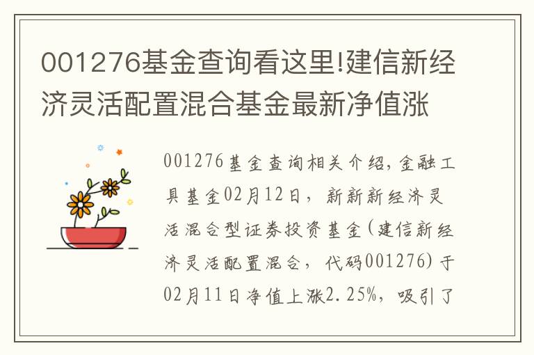 001276基金查询看这里!建信新经济灵活配置混合基金最新净值涨幅达2.25%