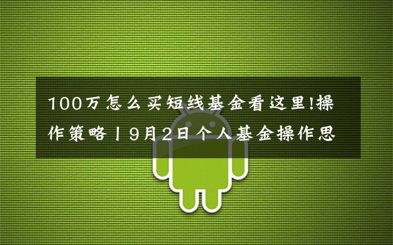 100万怎么买短线基金看这里!操作策略丨9月2日个人基金操作思路