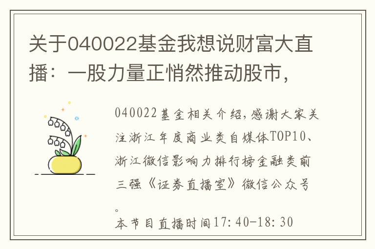 关于040022基金我想说财富大直播：一股力量正悄然推动股市，节后看点十足！