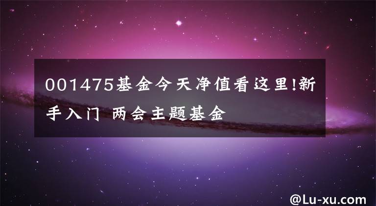 001475基金今天净值看这里!新手入门 两会主题基金