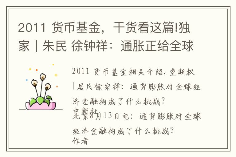 2011 货币基金，干货看这篇!独家｜朱民 徐钟祥：通胀正给全球经济金融带来何种挑战？