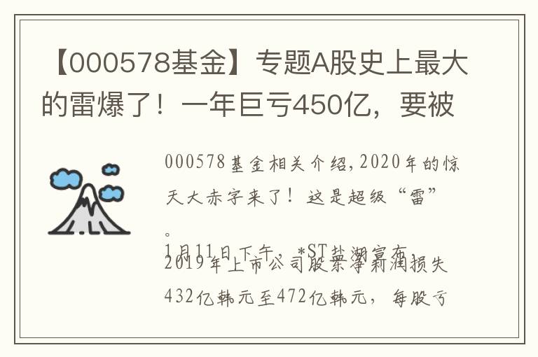 【000578基金】专题A股史上最大的雷爆了！一年巨亏450亿，要被暂停上市了？