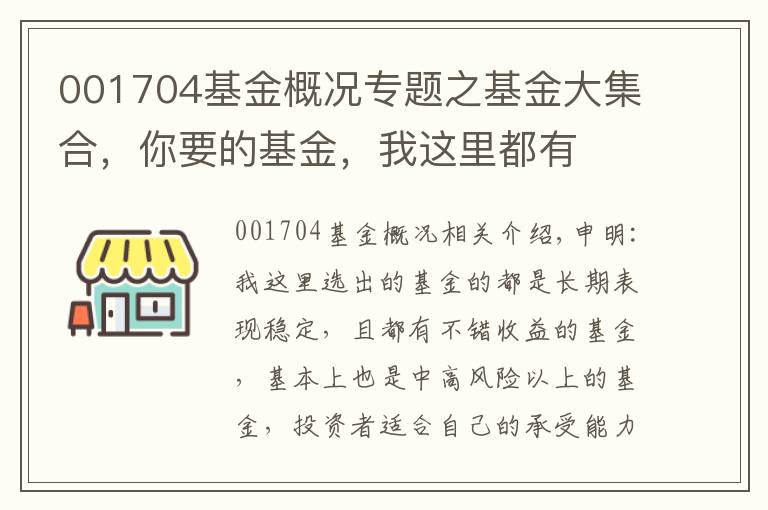 001704基金概况专题之基金大集合，你要的基金，我这里都有