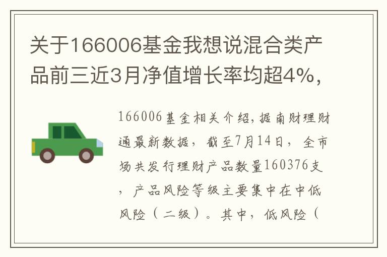 关于166006基金我想说混合类产品前三近3月净值增长率均超4%，这类产品应该如何配置资产？丨机警理财日报（7月15日）