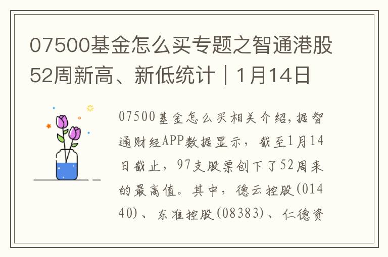 07500基金怎么买专题之智通港股52周新高、新低统计｜1月14日