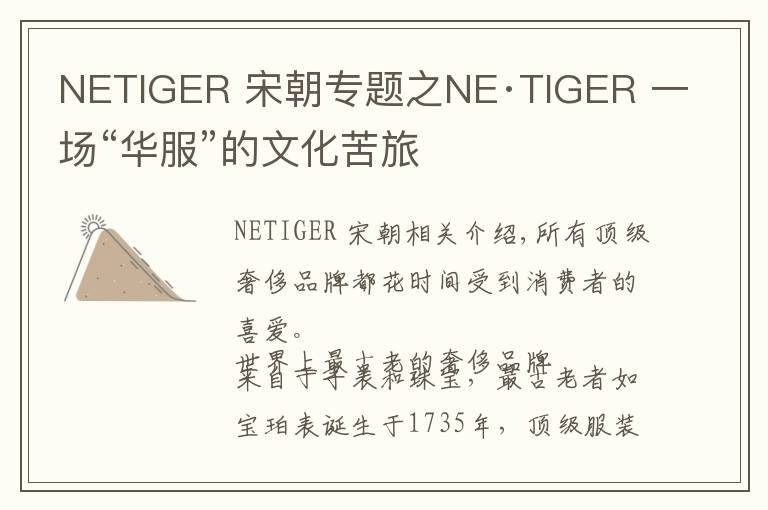 NETIGER 宋朝专题之NE·TIGER 一场“华服”的文化苦旅