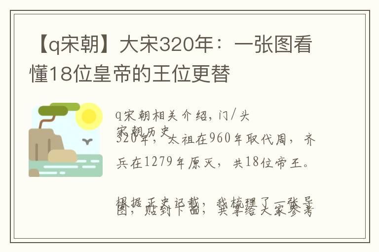 【q宋朝】大宋320年：一张图看懂18位皇帝的王位更替