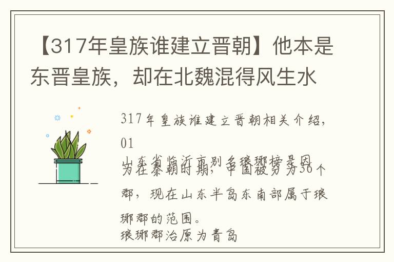 【317年皇族谁建立晋朝】他本是东晋皇族，却在北魏混得风生水起