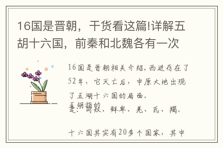16国是晋朝，干货看这篇!详解五胡十六国，前秦和北魏各有一次统一，这5个诸侯国才是原创
