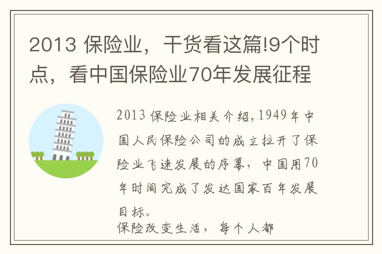 2013 保险业，干货看这篇!9个时点，看中国保险业70年发展征程