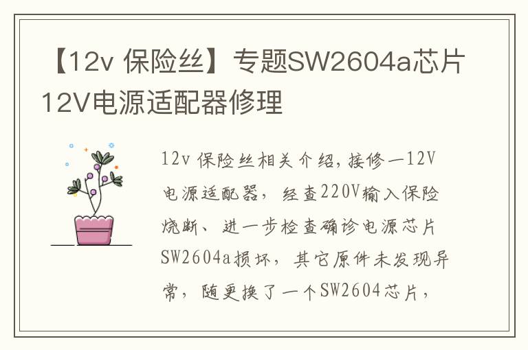 【12v 保险丝】专题SW2604a芯片12V电源适配器修理