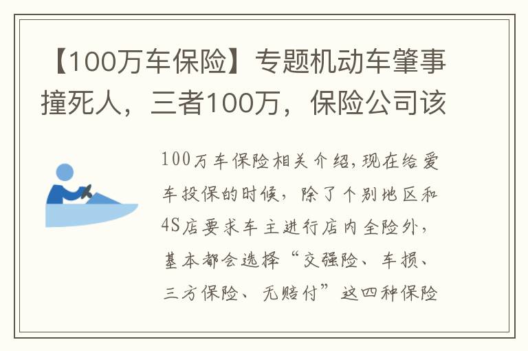【100万车保险】专题机动车肇事撞死人，三者100万，保险公司该如何理赔？