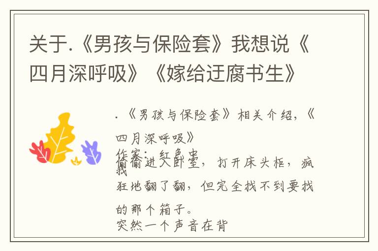 关于.《男孩与保险套》我想说《四月深呼吸》《嫁给迂腐书生》《穿到影帝年幼时养崽崽》