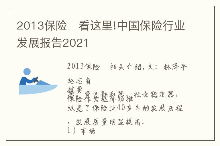 2013保险	看这里!中国保险行业发展报告2021