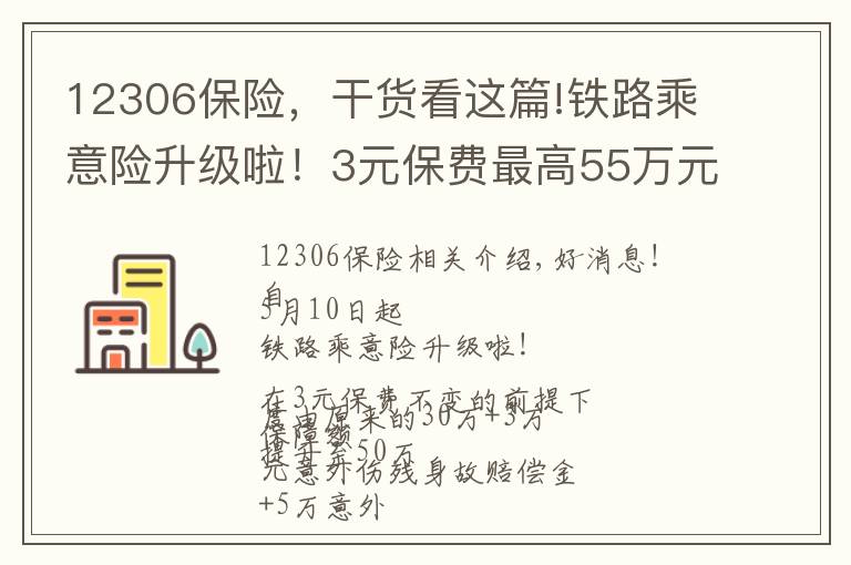 12306保险，干货看这篇!铁路乘意险升级啦！3元保费最高55万元保障