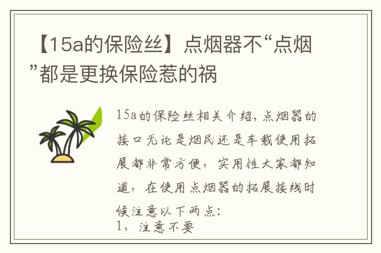 【15a的保险丝】点烟器不“点烟”都是更换保险惹的祸