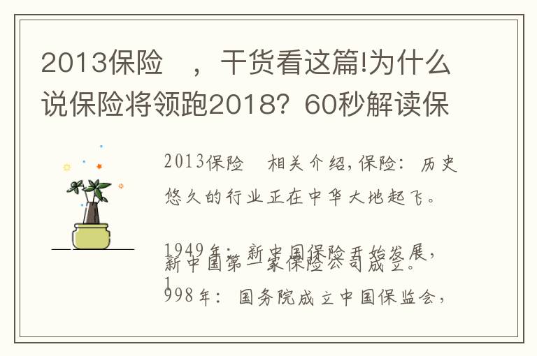 2013保险	，干货看这篇!为什么说保险将领跑2018？60秒解读保险的发展历程！