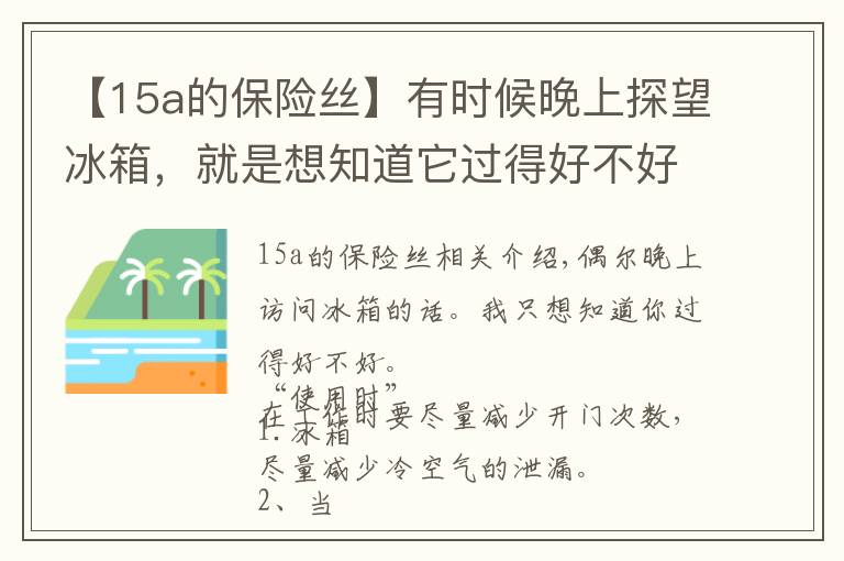 【15a的保险丝】有时候晚上探望冰箱，就是想知道它过得好不好