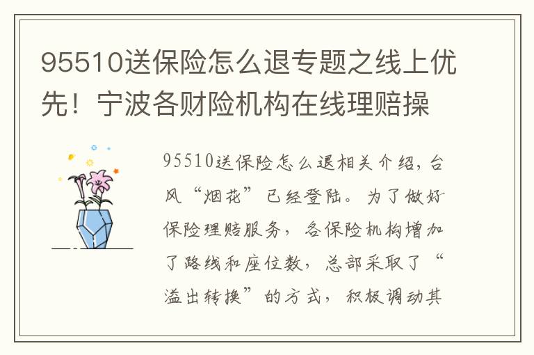 95510送保险怎么退专题之线上优先！宁波各财险机构在线理赔操作来了