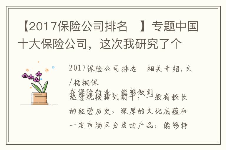 【2017保险公司排名 】专题中国十大保险公司，这次我研究了个透