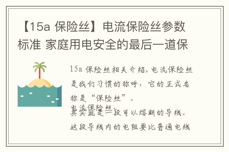 【15a 保险丝】电流保险丝参数标准 家庭用电安全的最后一道保障