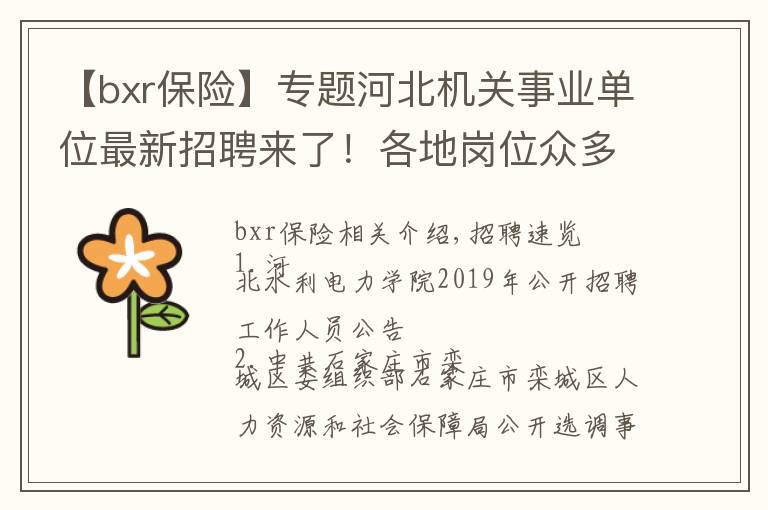 【bxr保险】专题河北机关事业单位最新招聘来了！各地岗位众多，抓紧报名