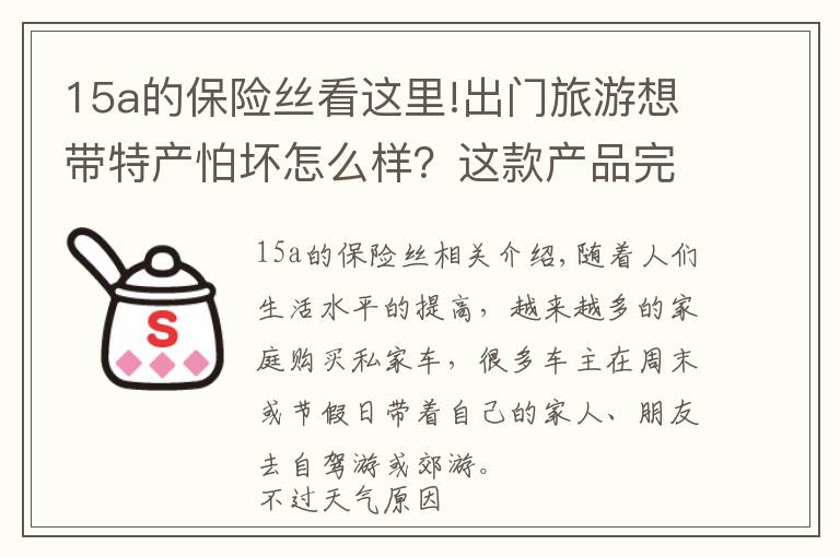 15a的保险丝看这里!出门旅游想带特产怕坏怎么样？这款产品完全打消了顾虑