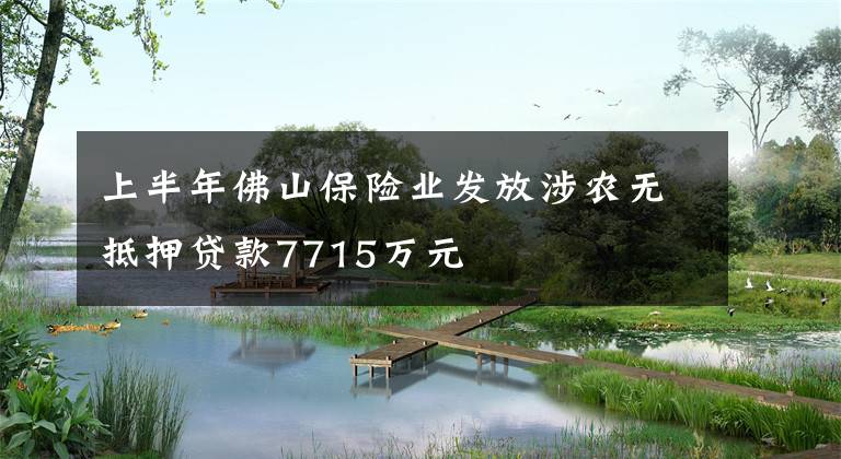 上半年佛山保险业发放涉农无抵押贷款7715万元