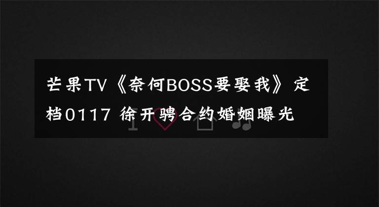 芒果TV《奈何BOSS要娶我》定档0117 徐开骋合约婚姻曝光