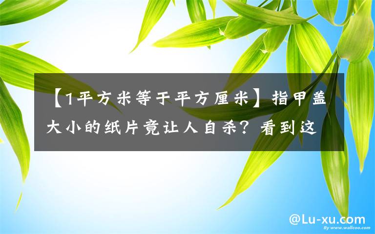 【1平方米等于平方厘米】指甲盖大小的纸片竟让人自杀？看到这个请直接报警！口含约1平方厘米就能产生强烈幻觉，曾有人因此跳楼自杀！