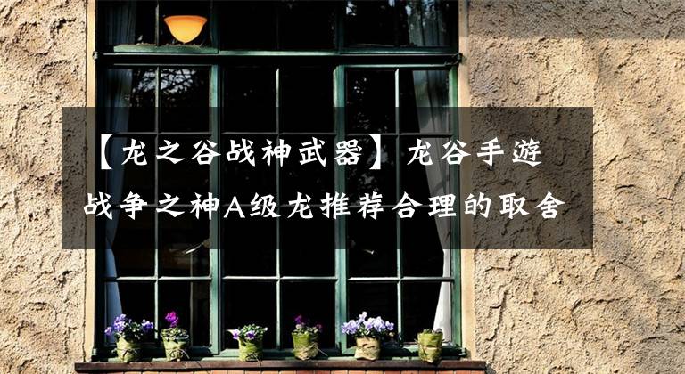 【龙之谷战神武器】龙谷手游战争之神A级龙推荐合理的取舍是关键。