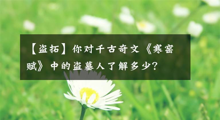 【盗拓】你对千古奇文《寒窑赋》中的盗墓人了解多少？