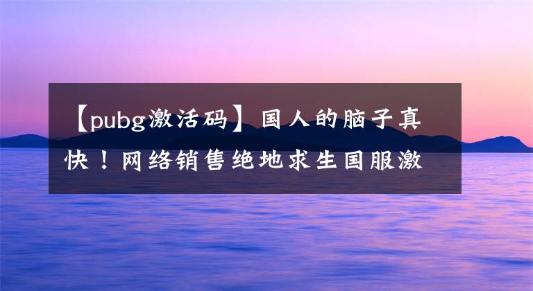 【pubg激活码】国人的脑子真快！网络销售绝地求生国服激活码，只要17韩元？