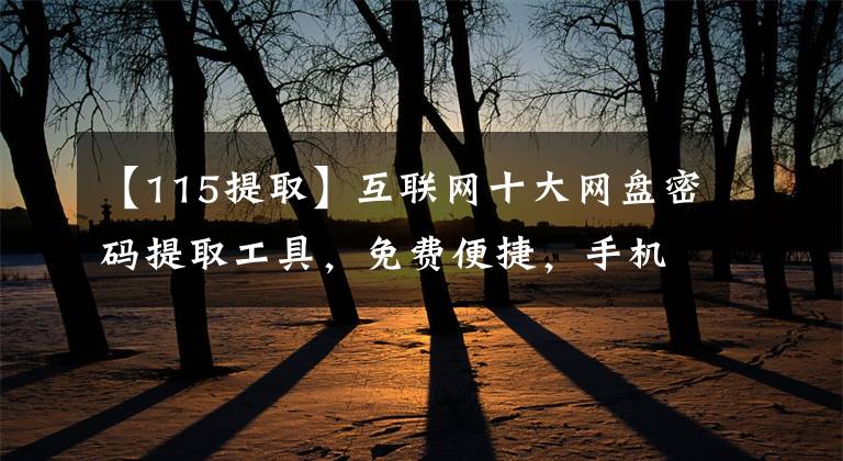 【115提取】互联网十大网盘密码提取工具，免费便捷，手机电脑都能用