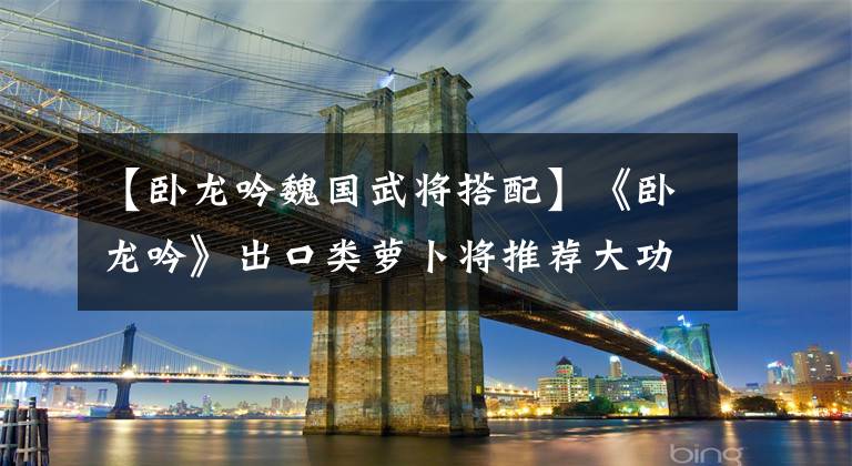 【卧龙吟魏国武将搭配】《卧龙吟》出口类萝卜将推荐大功率高爆炸！