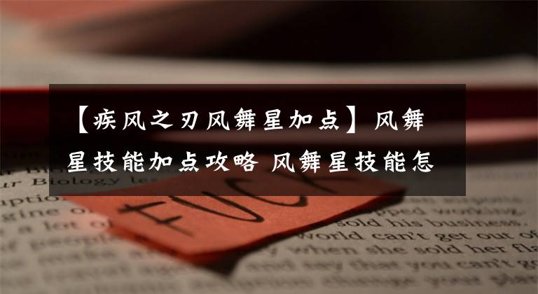【疾风之刃风舞星加点】风舞星技能加点攻略 风舞星技能怎么选择