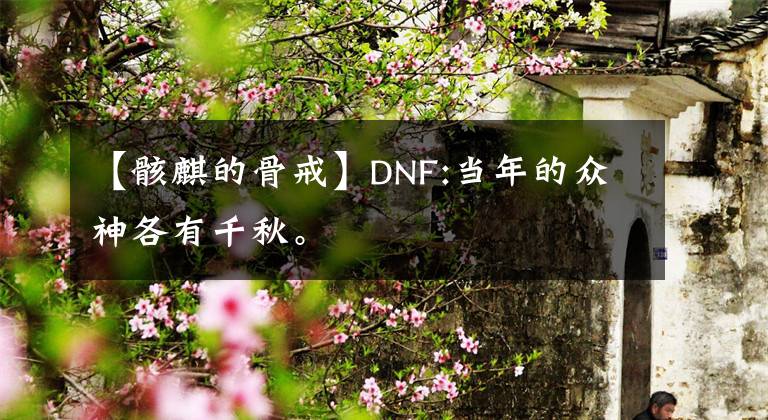 【骸麒的骨戒】DNF:当年的众神各有千秋。