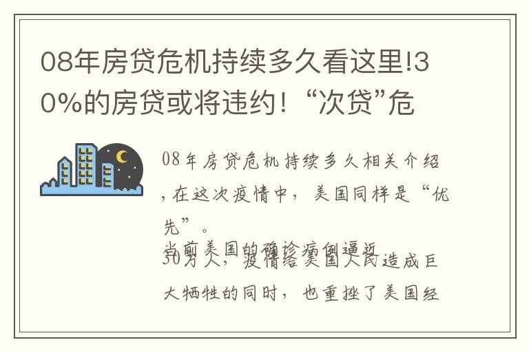 08年房贷危机持续多久看这里!30%的房贷或将违约！“次贷”危机2.0将上演？