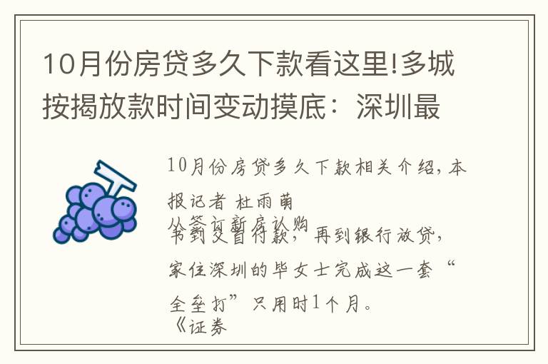 10月份房贷多久下款看这里!多城按揭放款时间变动摸底：深圳最快一个月 上海缩至两三个月