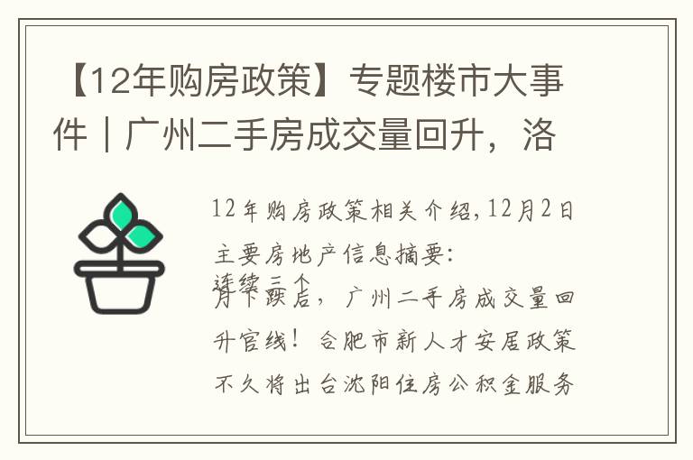 【12年购房政策】专题楼市大事件｜广州二手房成交量回升，洛阳经适房满五年可交易