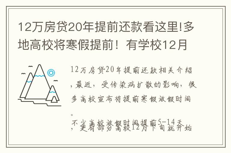 12万房贷20年提前还款看这里!多地高校将寒假提前！有学校12月下旬开启假期