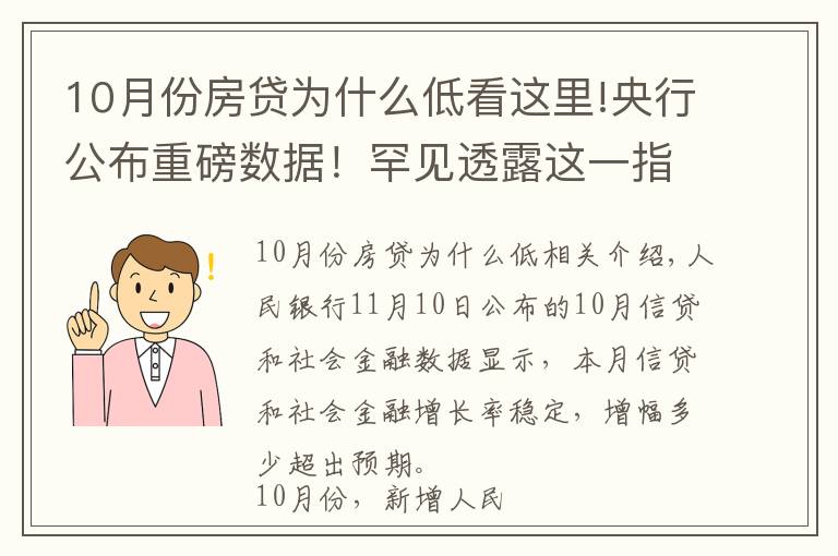 10月份房贷为什么低看这里!央行公布重磅数据！罕见透露这一指标，10月个人住房贷款增加3481亿，什么信号？